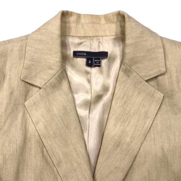 Vince.  Linen Blend Beige Blazer Jacket - Picture 6 of 9